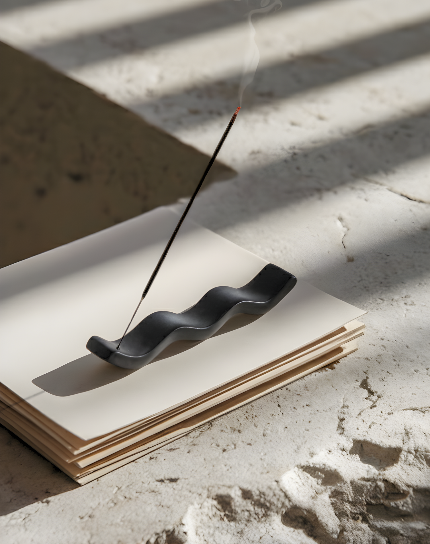 Home and Decor Minimalistic Ripple Incense Stick Holder Black Product Photo