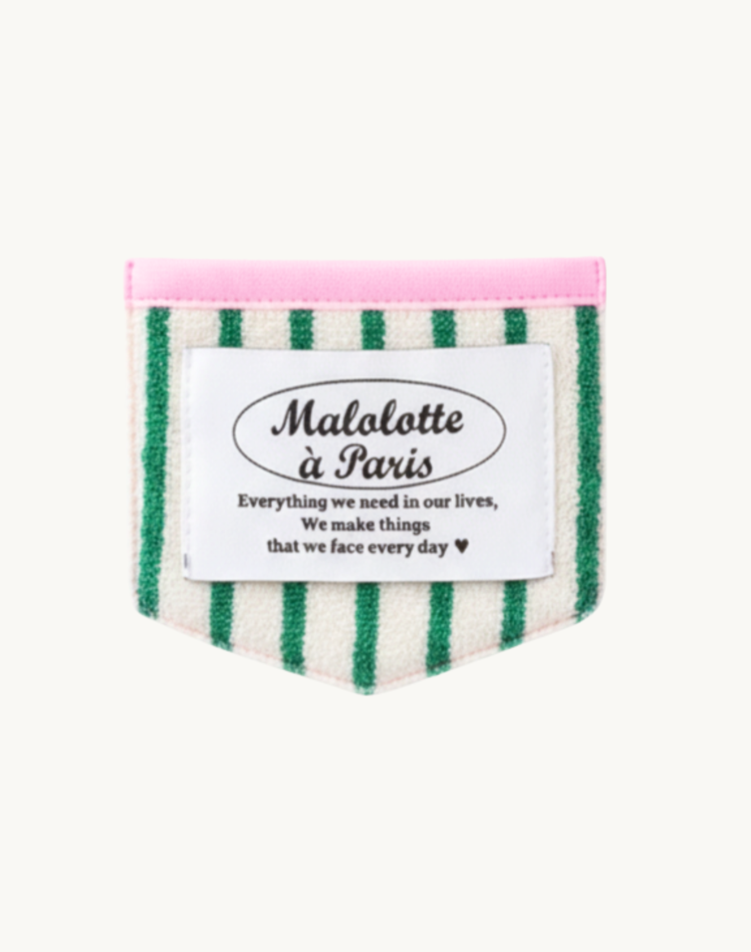 Korean Home and Decor Malolotte 100% Cotton Handmade Terry Stripe Half Waist Apron Label