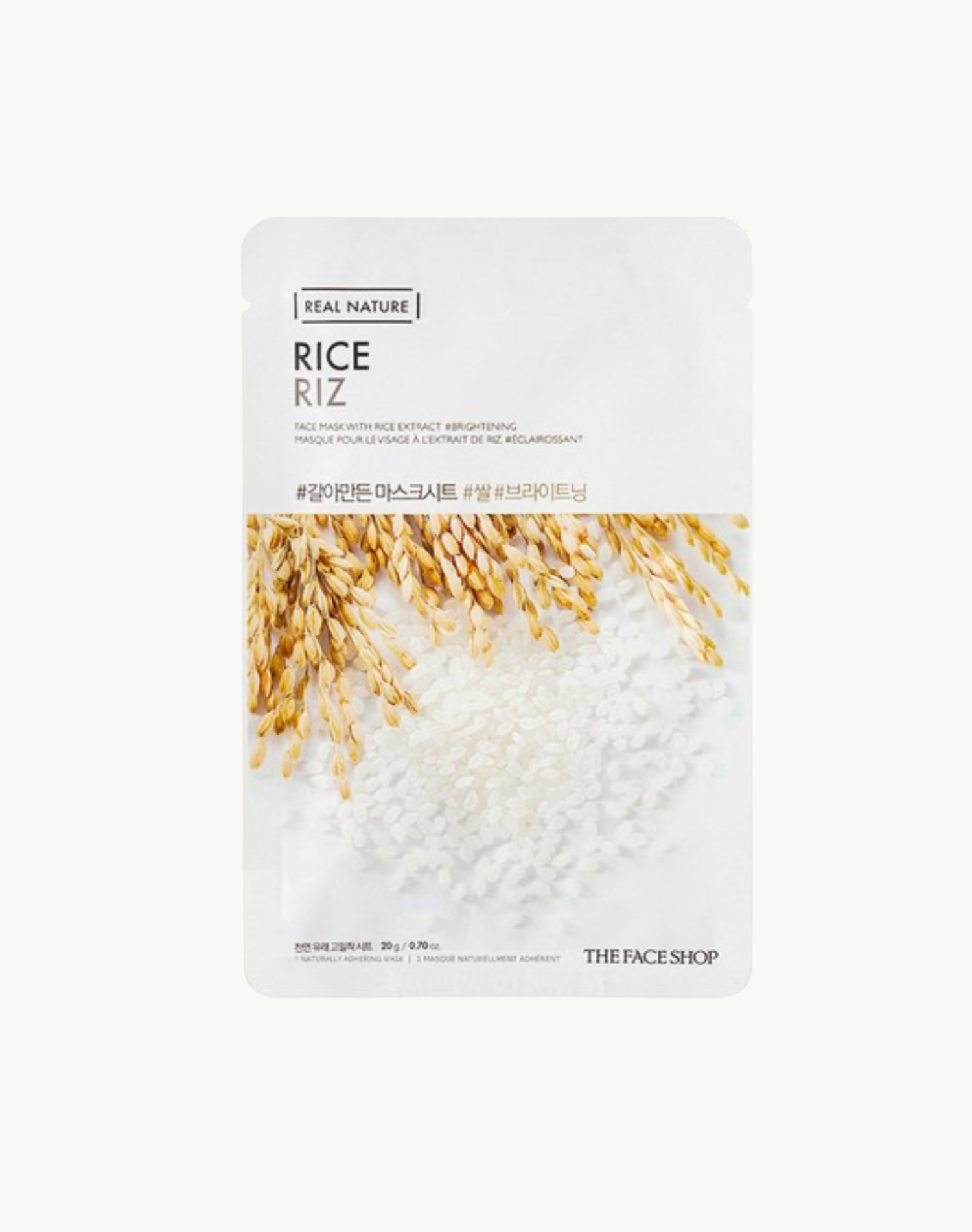 Korean Skincare The Face Shop Real Nature Rice Face Sheet Mask Front
