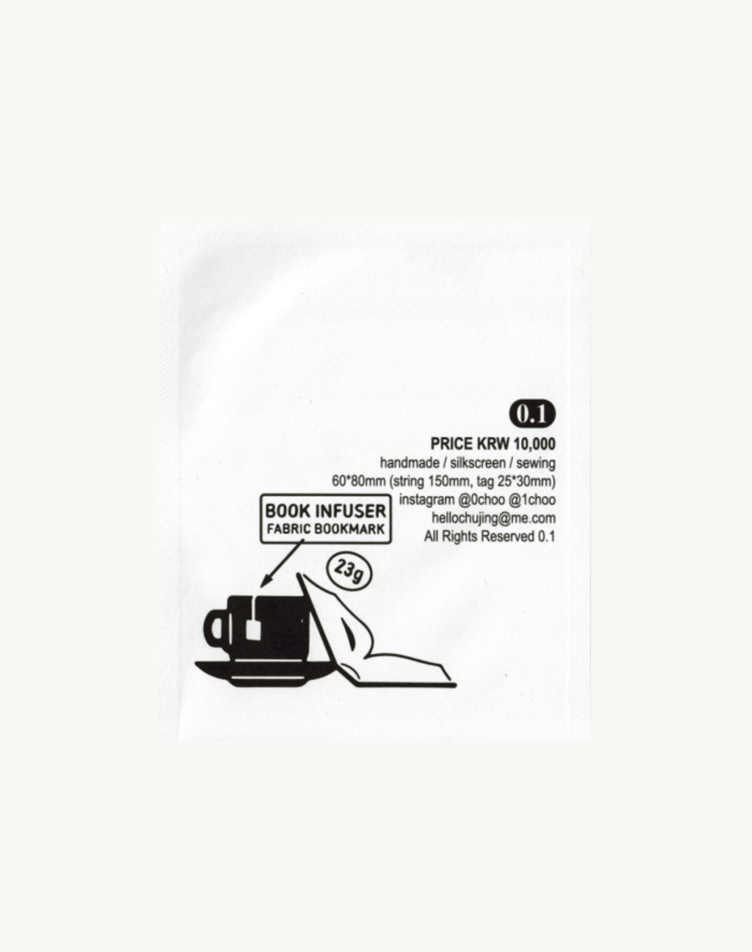 Korean Stationary 0.1 Book Infuser Fabric Teabag Bookmark Reading Packaging Back