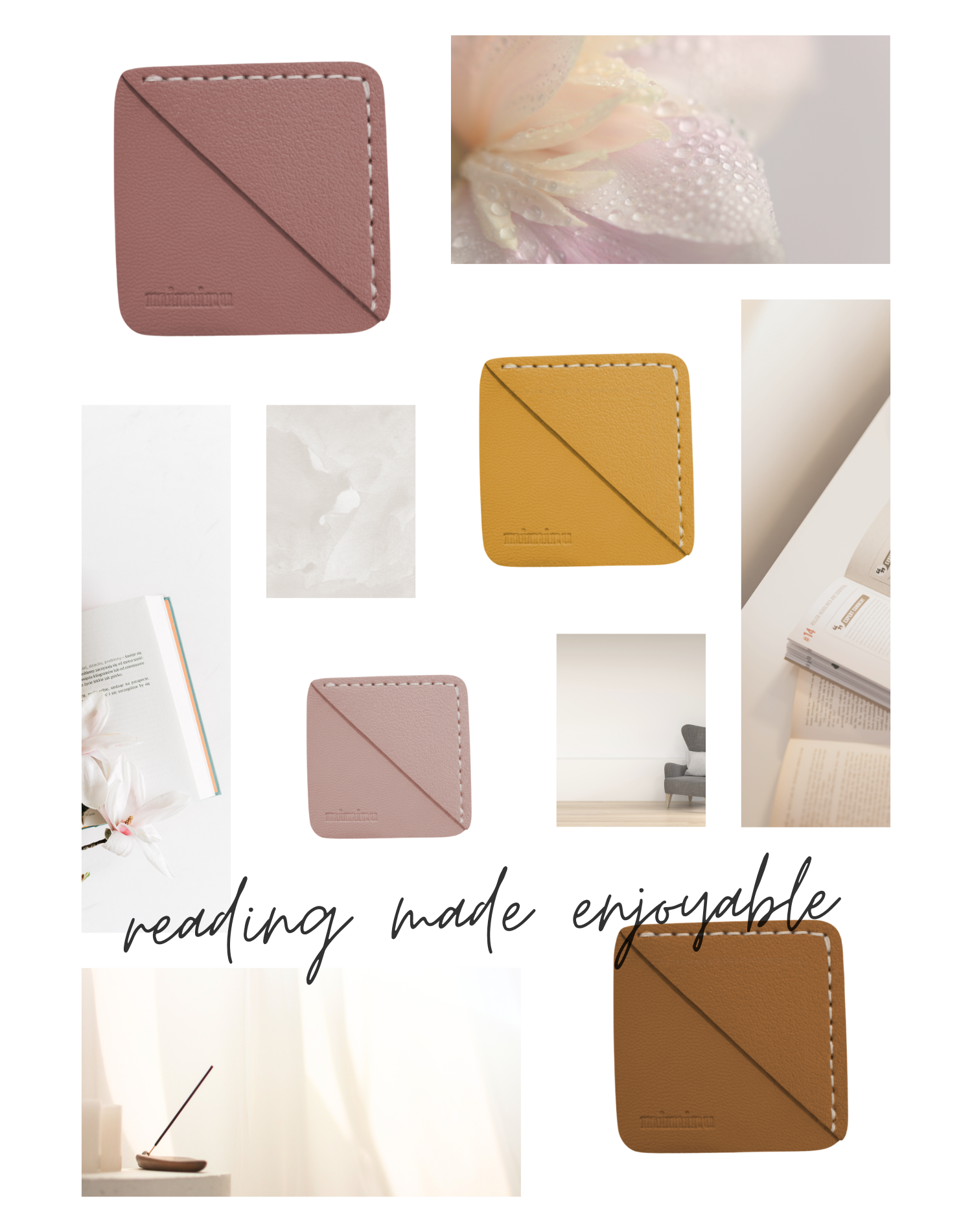 Korean Stationary Miminu Page Edge Corner Leather Bookmark Product Collage