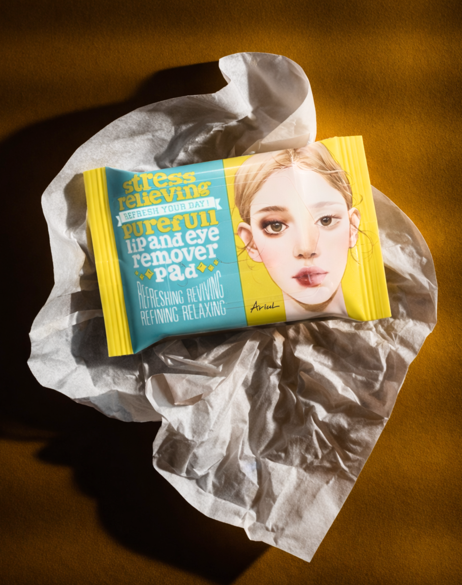 Korean Skincare Ariul Stress Relieving Purefull Lip and Eye Makeup Remover Pad Product Photo